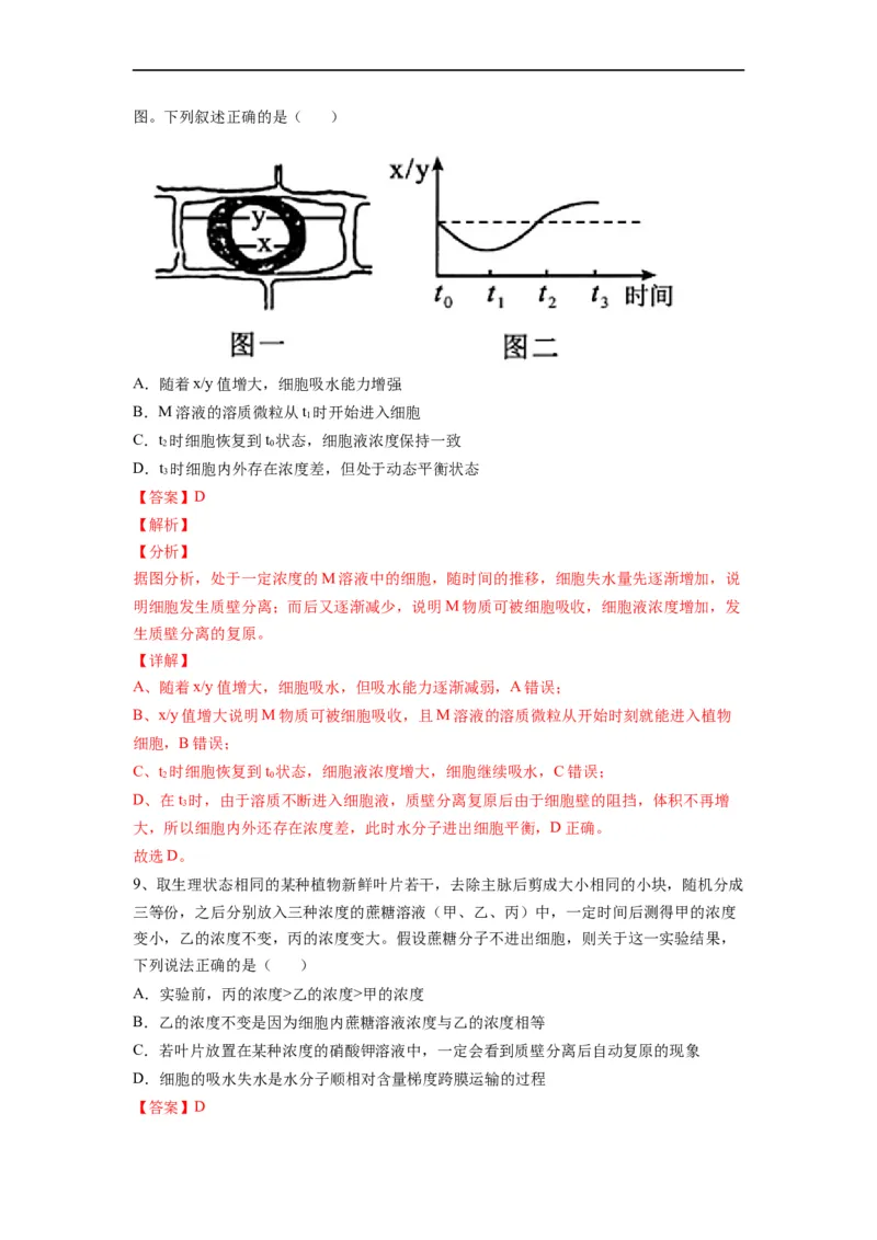 重难点04物质的运输（解析版）_通用版（老高考）复习资料_2023年复习资料_专项复习_2023年高考生物热点&middot;重点&middot;难点专练（全国通用）