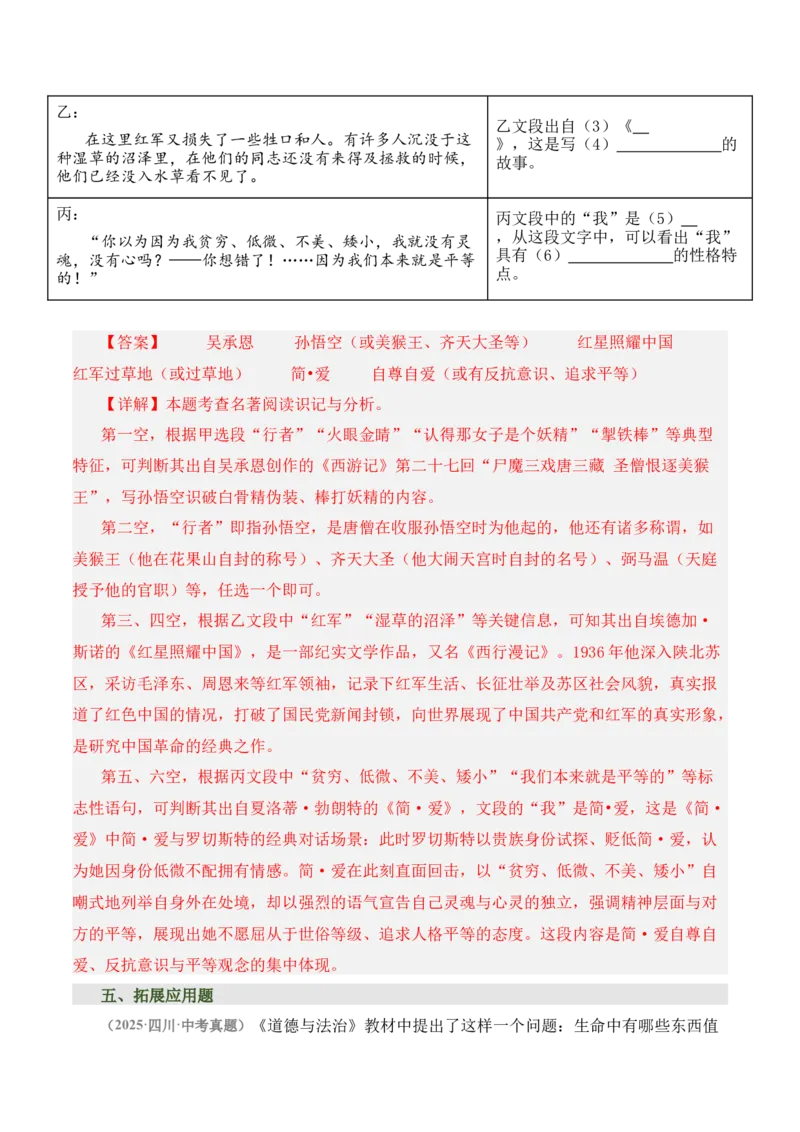《儒林外史》《简&middot;爱》（7张思维导图+15个核心考点+4个重难点+1个解题方法+4类题型方法突破+4类易错点提示5类题型解析+4个速记要点）（知识清单）解析版_中考复习资料_语数英物化