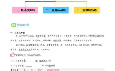专题01：文言文阅读之理解实词含义(练习）解析版_中考复习资料_语数英物化_1语文中考复习_2026年中考复习（更新中）_备战2026年中考语文一轮复习之古诗文专题（全国通用）