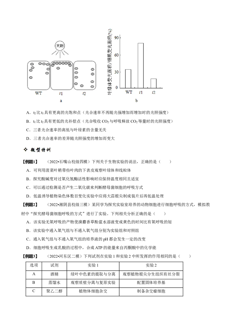 题型7光合作用与细胞呼吸相关的实验探究（题型归纳）（原卷版）_新高考复习资料_2023年新高考复习资料_二轮复习_技巧点拨备战2023年高考生物二轮题型复习讲解286731240