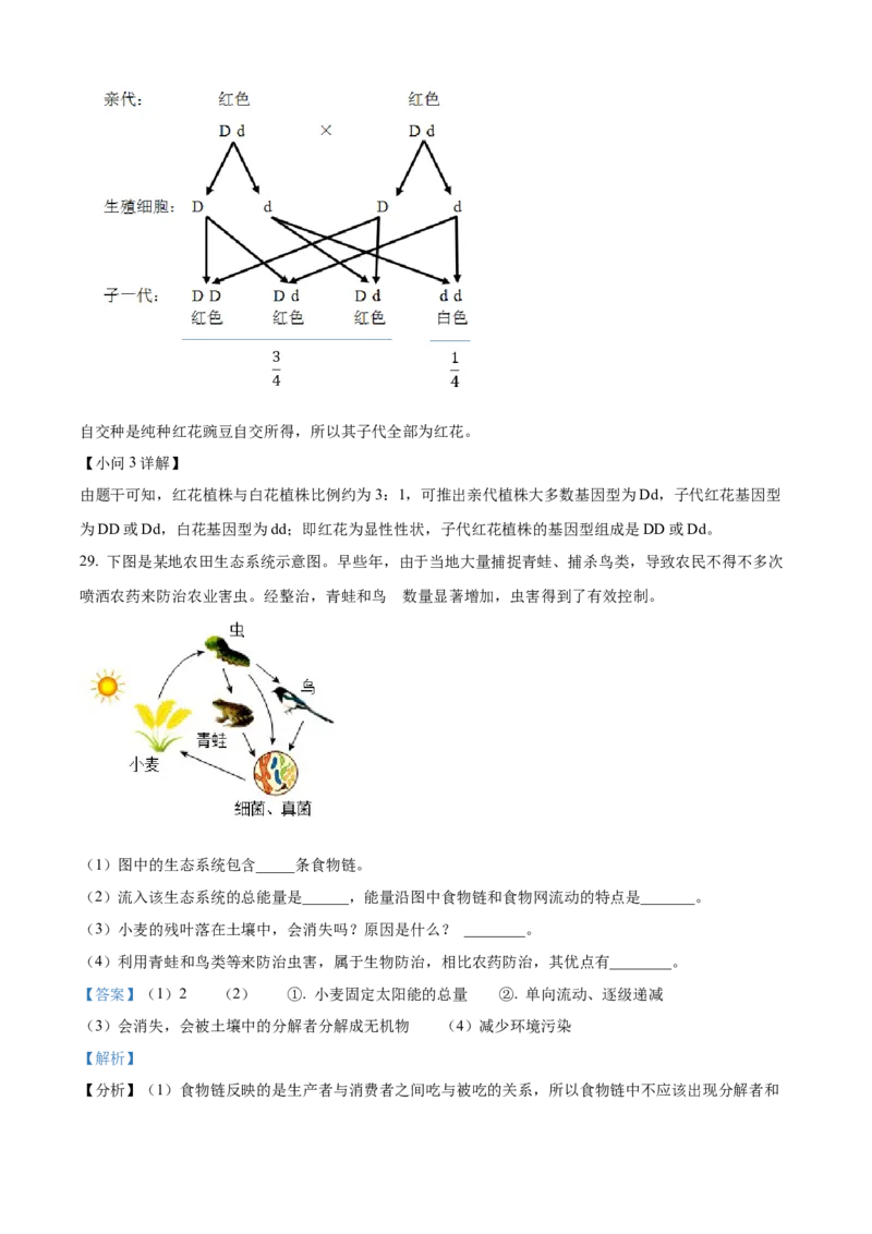 精品解析：2023年湖南省常德市中考生物真题（解析版）_new_6生物中考复习_2025中考复习资料_中考真题（近三年）_2023年生物中考真题