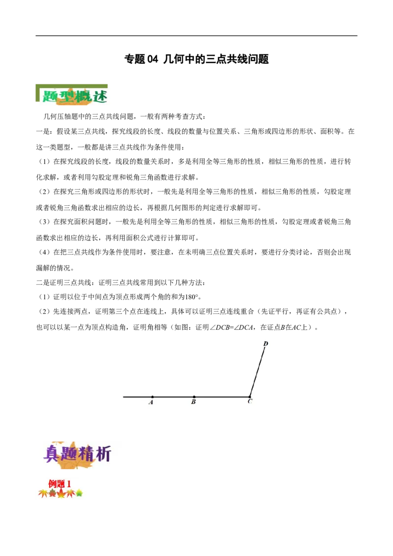 专题04几何中的三点共线问题（解析版）-2023届中考数学压轴大题专项突破_中考复习资料_语数英物化_2数学中考复习_2023年中考复习资料_专项复习