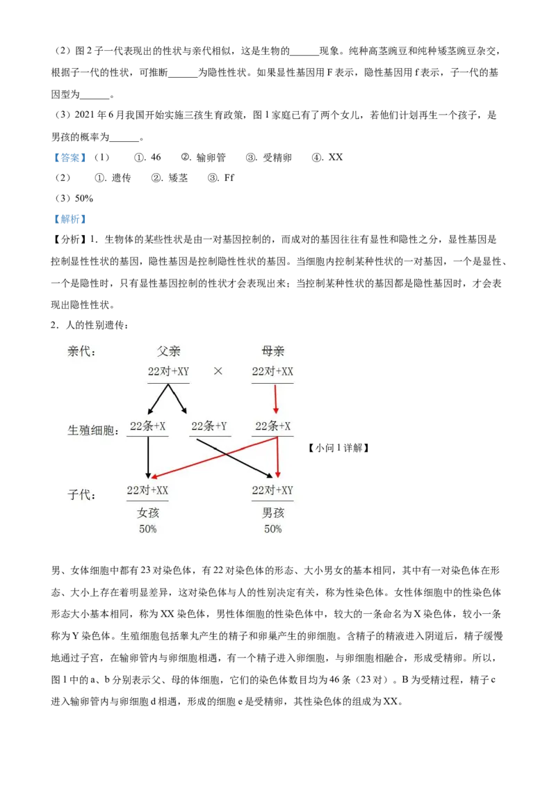 精品解析：2022年新疆维吾尔自治区新疆生产建设兵团中考生物真题（解析版）_6生物中考复习_2025中考复习资料_中考真题（近三年）_2022年生物中考真题114份