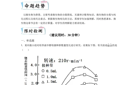 重难点17微生物的培养与计数（原卷版）_通用版（老高考）复习资料_2023年复习资料_专项复习_2023年高考生物热点&middot;重点&middot;难点专练（全国通用）