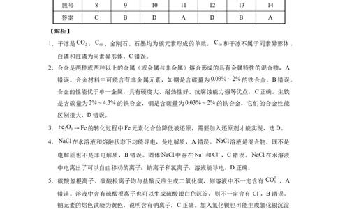 高一化学-答案_2024年12月试卷_1225云南省西双版纳傣族自治州部分学校2024-2025学年高一上学期12月月考试题_云南省西双版纳傣族自治州部分学校2024-2025学年高一上学期12月月考化学试题