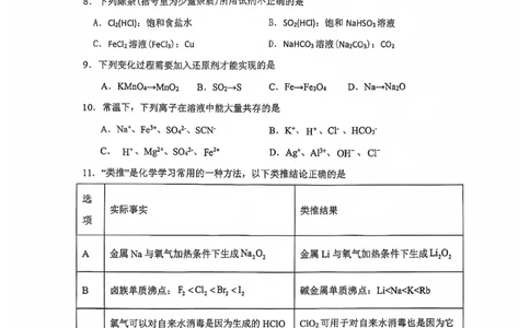 高一12月联考化学_2025年01月试卷_0101湖北省武汉市问津教育联合体2024-2025学年高一上学期12月联考试题_湖北省武汉市问津教育联合体2024-2025学年高一上学期12月月考化学试题PDF版含答案