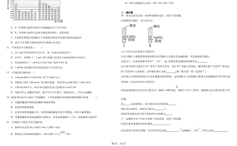 高一化学_2026年01月高一试卷_260103内蒙古自治区鄂尔多斯市第一中学2025-2026学年高一上学期12月月考（全）