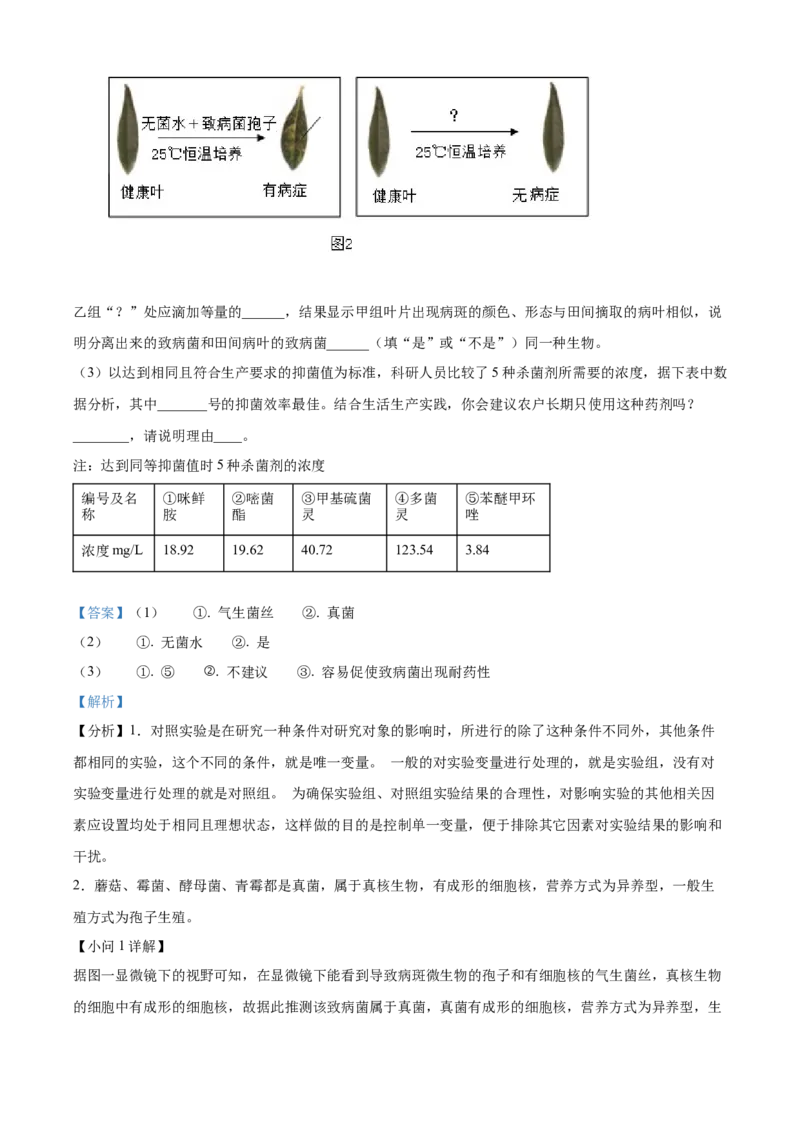 精品解析：2024年重庆市中考生物试题（解析版）_new_6生物中考复习_2025中考复习资料_中考真题（近三年）_2024年生物中考真题