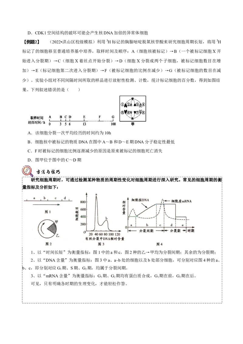 题型9与细胞周期有关的实验分析（题型归纳）（原卷版）_新高考复习资料_2023年新高考复习资料_二轮复习_技巧点拨备战2023年高考生物二轮题型复习讲解286731240