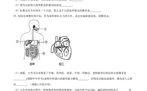 精品解析：2022年甘肃省兰州市中考生物真题（原卷版）_6生物中考复习_2025中考复习资料_中考真题（近三年）_2022年生物中考真题114份_精品解析：2022年甘肃省兰州市中考生物真题