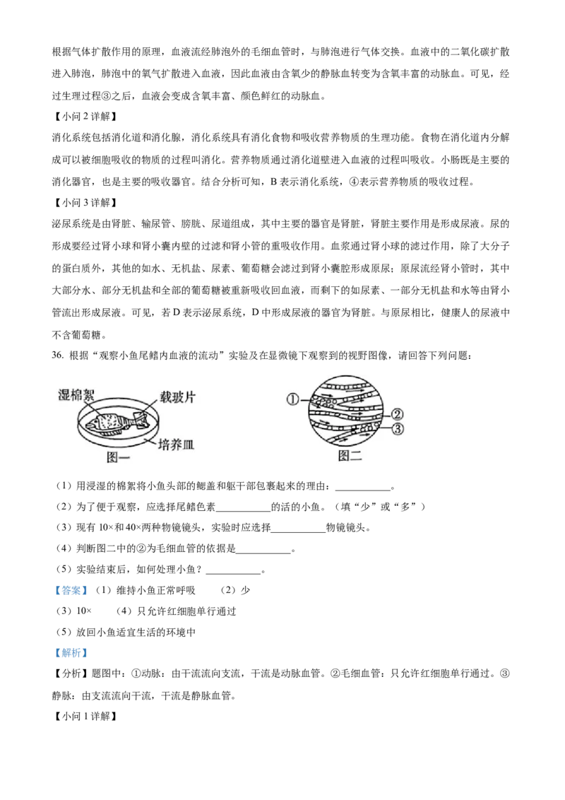 精品解析：2023年湖南省怀化市中考生物真题（解析版）_new_6生物中考复习_2025中考复习资料_中考真题（近三年）_2023年生物中考真题