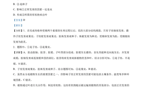 精品解析：2024年陕西省中考生物真题（解析版）_new_6生物中考复习_2025中考复习资料_中考真题（近三年）_2024年生物中考真题
