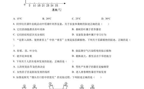 精品解析：2024年吉林省长春市中考生物真题（原卷版）_new_6生物中考复习_2025中考复习资料_中考真题（近三年）_2024年生物中考真题