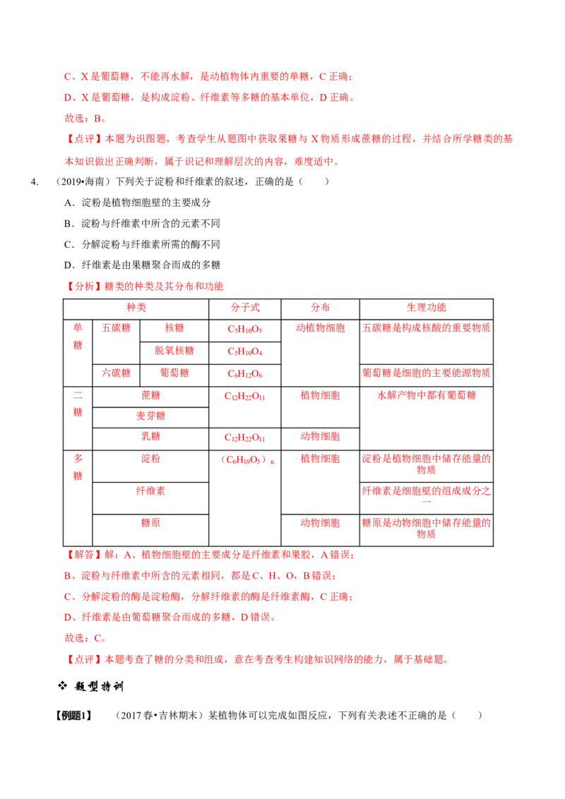 题型1细胞的分子组成及其功能（题型归纳）（解析版）_新高考复习资料_2023年新高考复习资料_二轮复习_技巧点拨备战2023年高考生物二轮题型复习讲解286731240