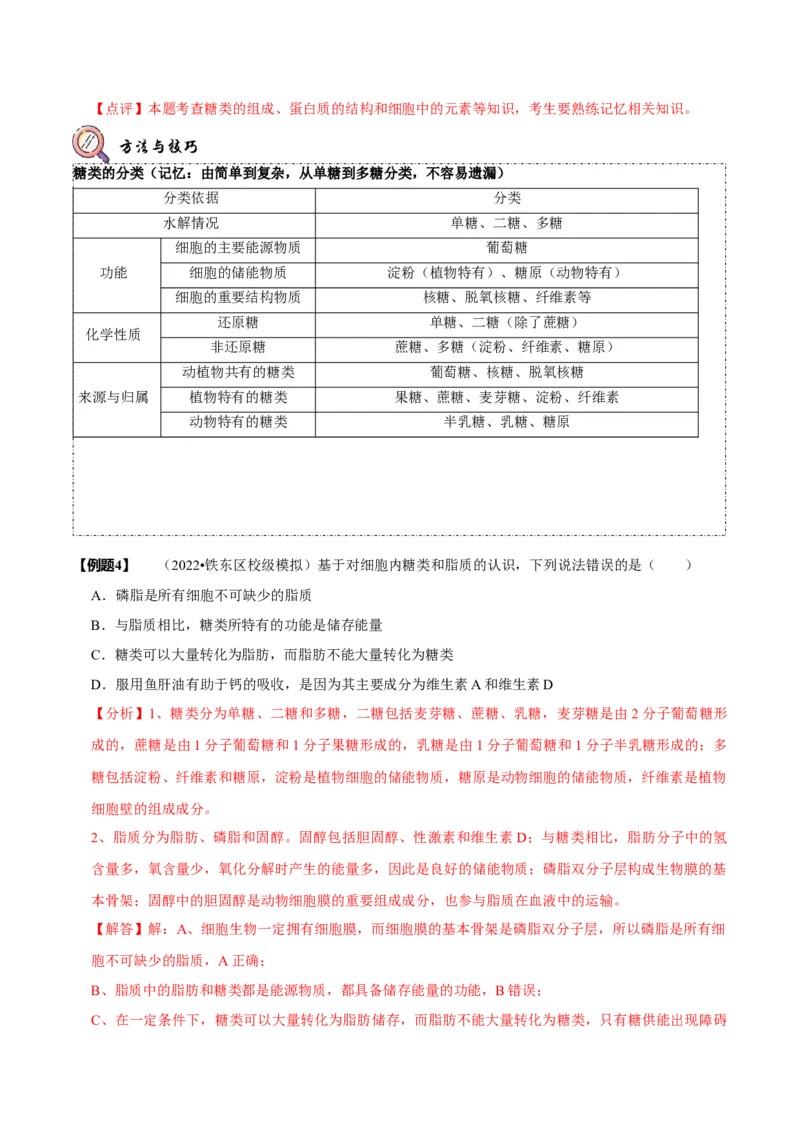 题型1细胞的分子组成及其功能（题型归纳）（解析版）_新高考复习资料_2023年新高考复习资料_二轮复习_技巧点拨备战2023年高考生物二轮题型复习讲解286731240