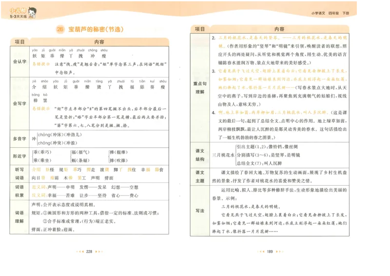 20265.3天天练小学四下语文课堂笔记_2026春小学教辅大合集_7-26春《53天天练》系列_26春《53天天练》语文_26春《53天天练》语文4下