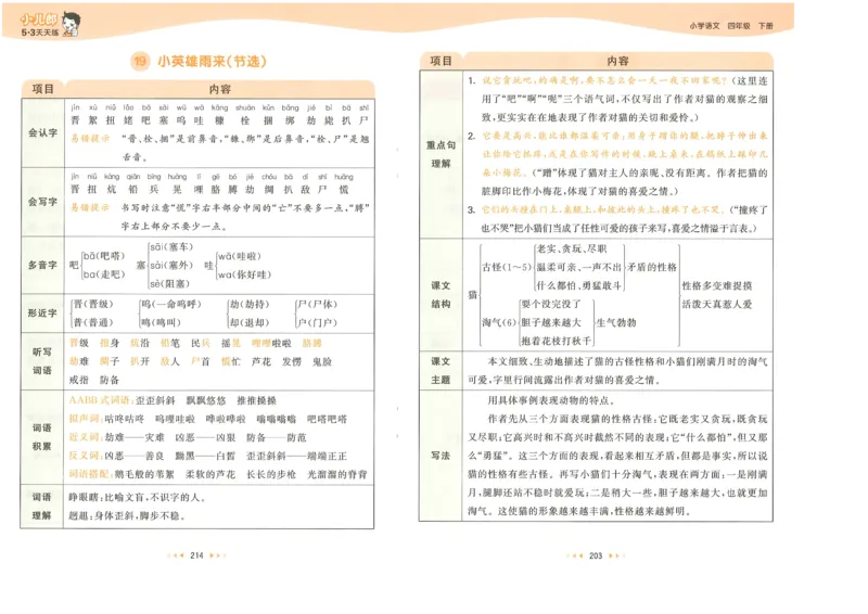 20265.3天天练小学四下语文课堂笔记_2026春小学教辅大合集_7-26春《53天天练》系列_26春《53天天练》语文_26春《53天天练》语文4下