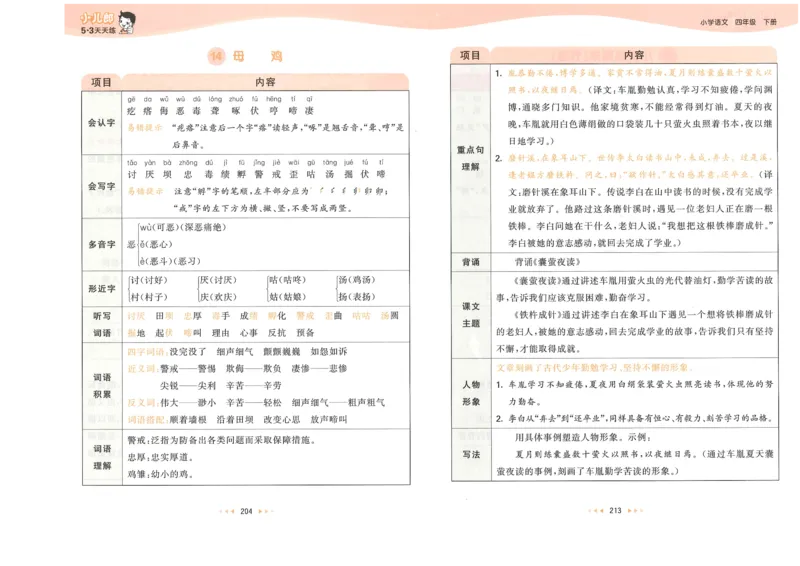 20265.3天天练小学四下语文课堂笔记_2026春小学教辅大合集_7-26春《53天天练》系列_26春《53天天练》语文_26春《53天天练》语文4下