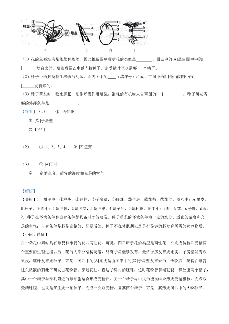 精品解析：2023年山东省滨州市中考生物真题（解析版）_new_6生物中考复习_2025中考复习资料_中考真题（近三年）_2023年生物中考真题