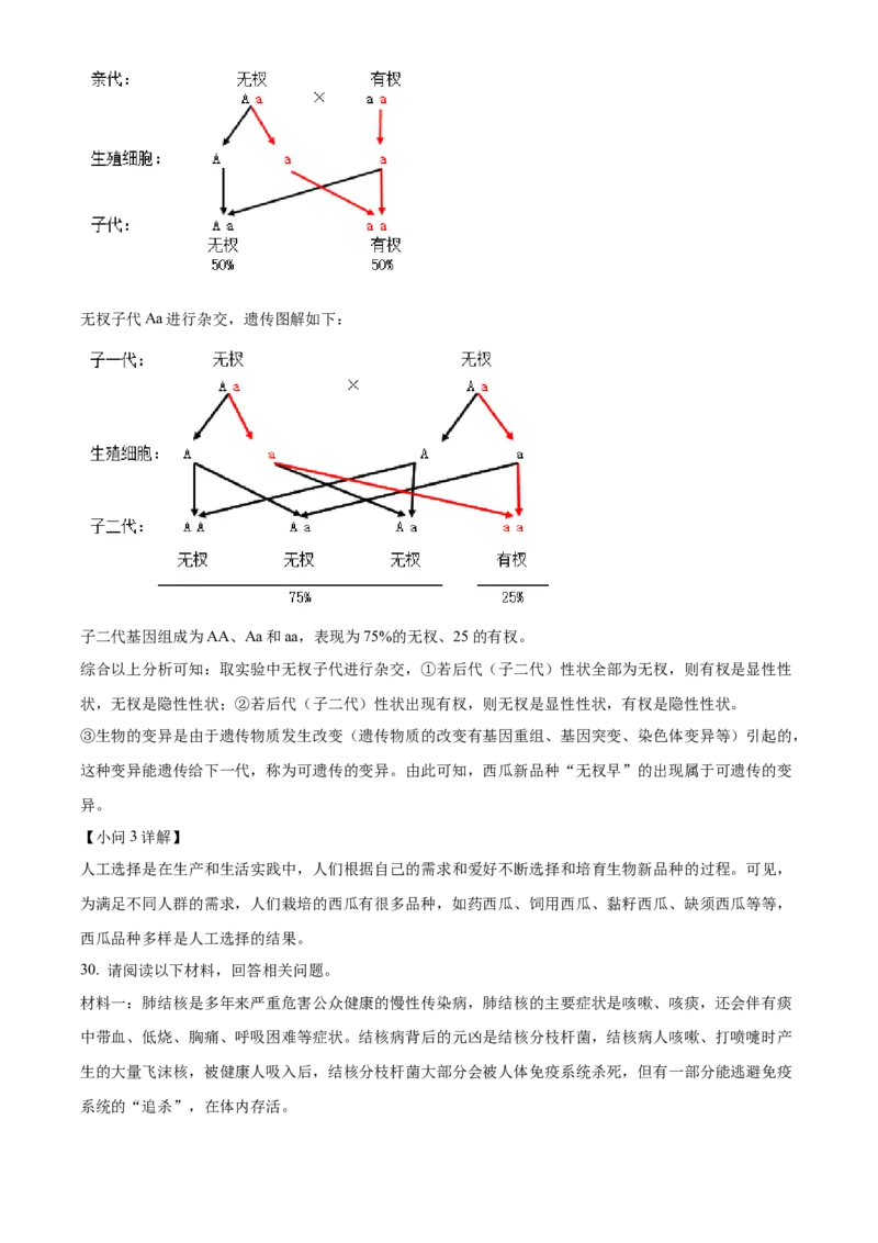 精品解析：2023年山东省滨州市中考生物真题（解析版）_new_6生物中考复习_2025中考复习资料_中考真题（近三年）_2023年生物中考真题