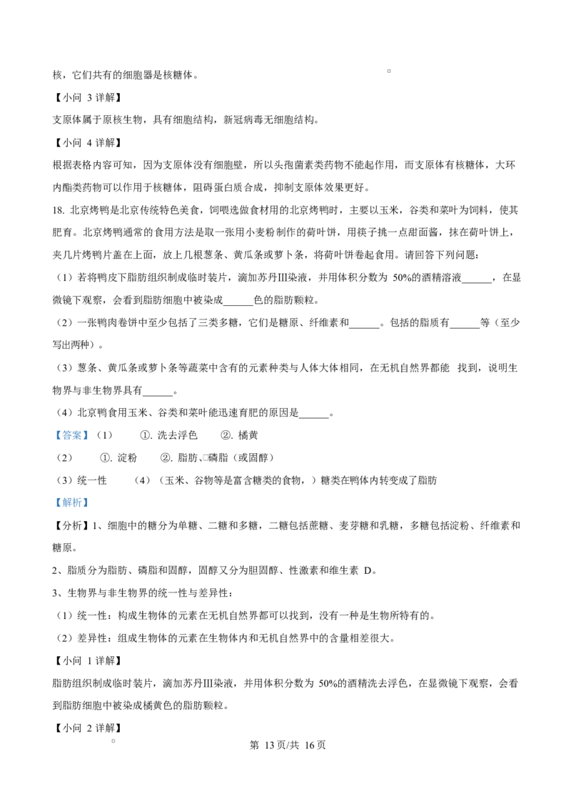 重庆市渝西中学2025-2026学年高一上学期10月月考生物试题Word版含解析_2025年10月高一试卷_251030重庆市渝西中学2025-2026学年高一上学期10月月考