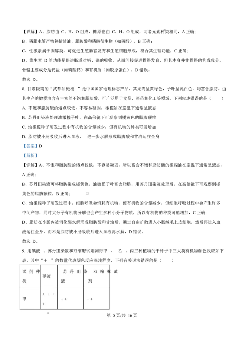 重庆市渝西中学2025-2026学年高一上学期10月月考生物试题Word版含解析_2025年10月高一试卷_251030重庆市渝西中学2025-2026学年高一上学期10月月考