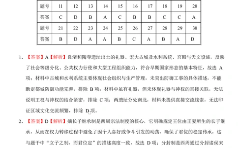 高一1月段考历史答案_2026年01月高一试卷_260125广东省珠海市实验中学2025-2026学年高一上学期1月段考_广东省珠海市实验中学2025-2026学年高一上学期1月段考历史试题（PDF版，含解析）