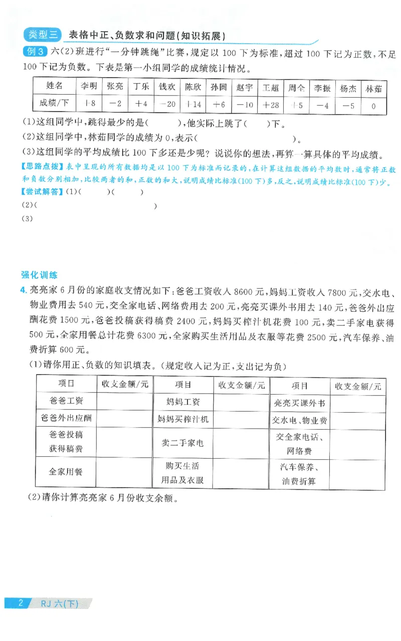 六下数学阳光同学思维提优_2026春人教数学《阳光同学课时优化作业》_6下《阳光同学课时优化作业》数学人教版26春