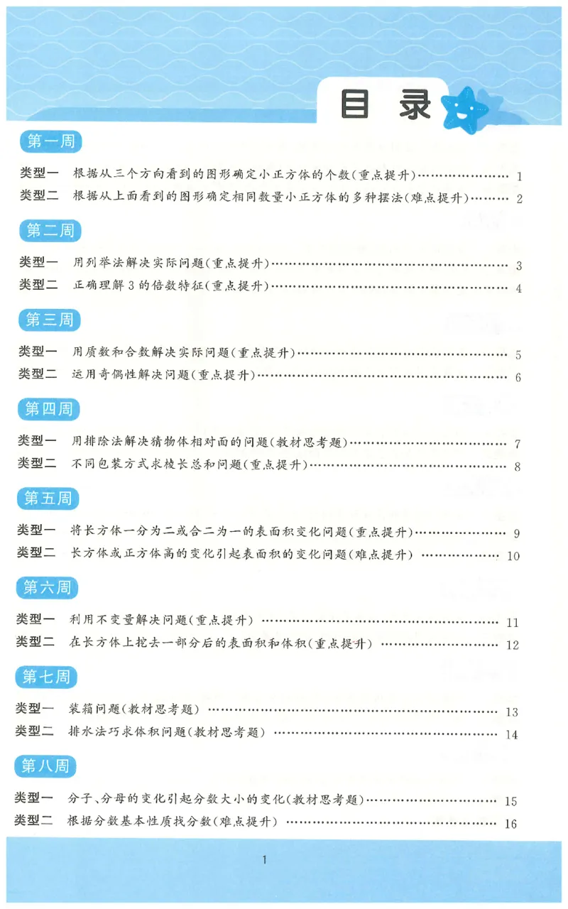 五下数学阳光同学思维提优_2026春人教数学《阳光同学课时优化作业》_5下《阳光同学课时优化作业》数学人教版26春
