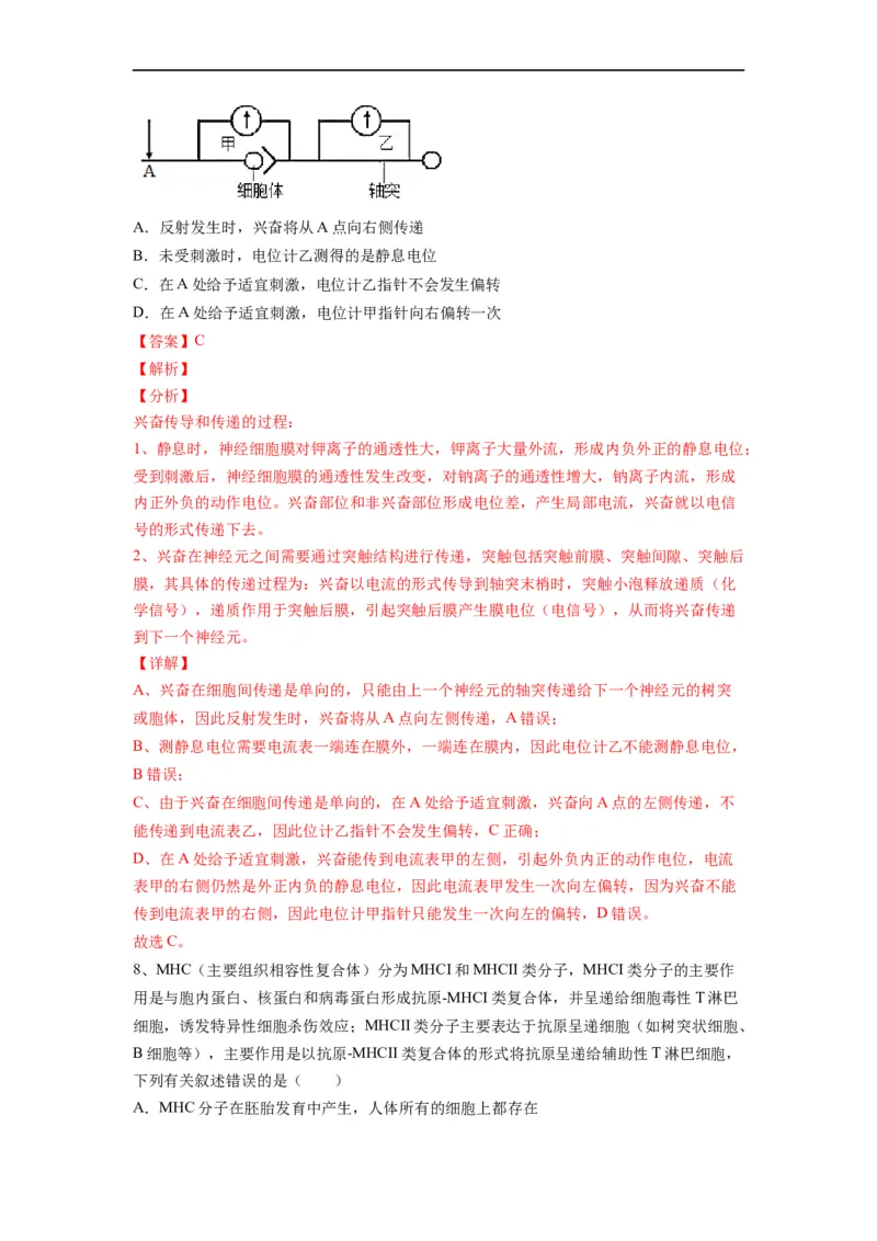 重难点14神经-体液-免疫调节（解析版）_通用版（老高考）复习资料_2023年复习资料_专项复习_2023年高考生物热点&middot;重点&middot;难点专练（全国通用）