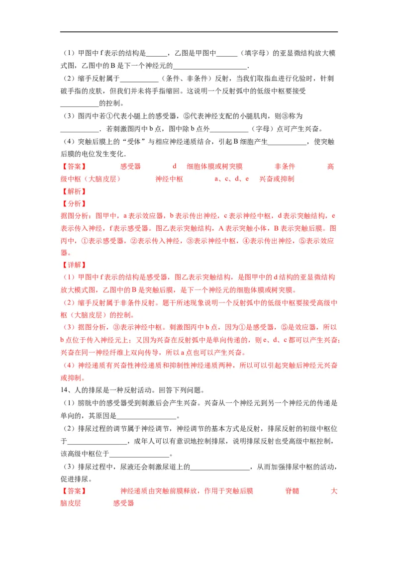重难点14神经-体液-免疫调节（解析版）_通用版（老高考）复习资料_2023年复习资料_专项复习_2023年高考生物热点&middot;重点&middot;难点专练（全国通用）