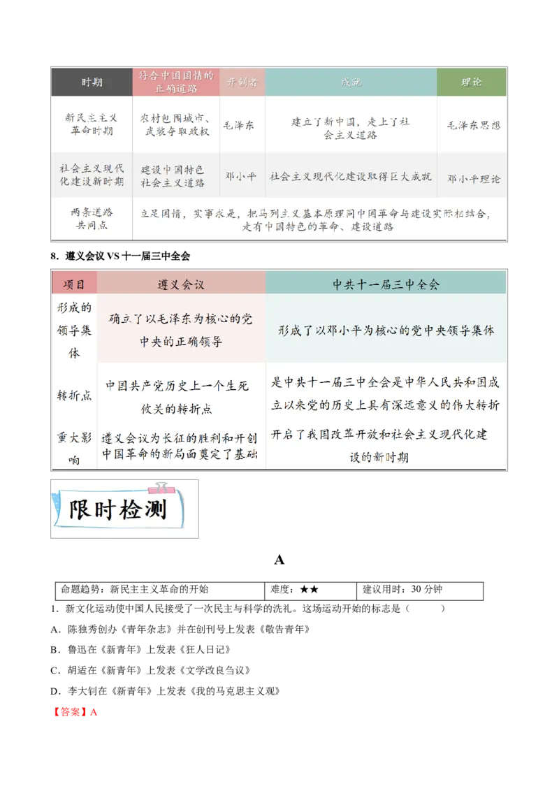重难点07新民主主义革命的开始、从国共合作到国共对立（解析版）_8历史中考复习_2023年中考复习资料_专项复习_冲刺中考2023年历史时事热点抢分集训+重难点抢分攻略