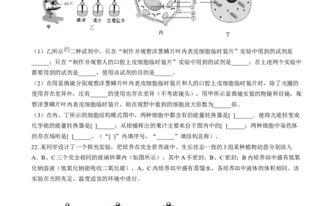 精品解析：2024年四川省眉山市中考生物试题（原卷版）_new_6生物中考复习_2025中考复习资料_中考真题（近三年）_2024年生物中考真题