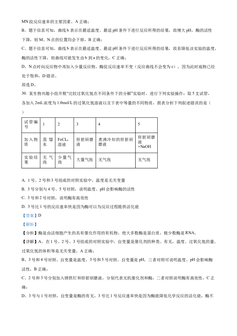 重庆市主城区七校联考2024-2025学年高一上学期期末考试生物试题Word版含解析_2025年03月试卷_0313重庆市主城区七校联考2024-2025学年高一上学期期末考试