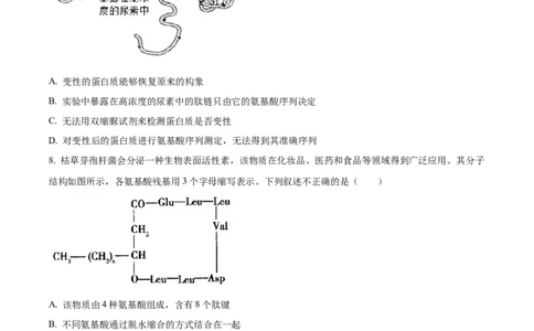 陕西省西安市部分学校联考2024-2025学年高一上学期11月期中生物试题Word版无答案_2024年11月试卷_1127陕西省西安市部分学校联考2024-2025学年高一上学期11月期中考试