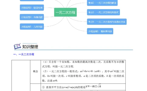 专题05一元二次方程考点精讲（原卷版）_中考复习资料_语数英物化_2数学中考复习_2023年中考复习资料_专项复习_中考高分导航备战2023年中考数学考点总复习（全国通用）