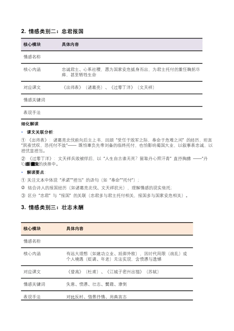 2026年全国中考语文一轮复习讲义：古诗文阅读之情感主旨（全国适用）(含答案解析）_中考复习资料_语数英物化_1语文中考复习_2026年中考复习（更新中）_2026年全国中考语文一轮复习讲义