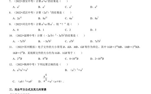 专题04整式运算（原卷版）-2023年中考数学一轮复习高频考点精讲精练（全国通用）_中考复习资料_语数英物化_2数学中考复习_2023年中考复习资料_一轮复习