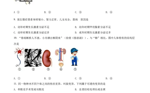 精品解析：2022年江苏省泰州市中考生物真题（原卷版）_6生物中考复习_2025中考复习资料_中考真题（近三年）_2022年生物中考真题114份_精品解析：2022年江苏省泰州市中考生物真题