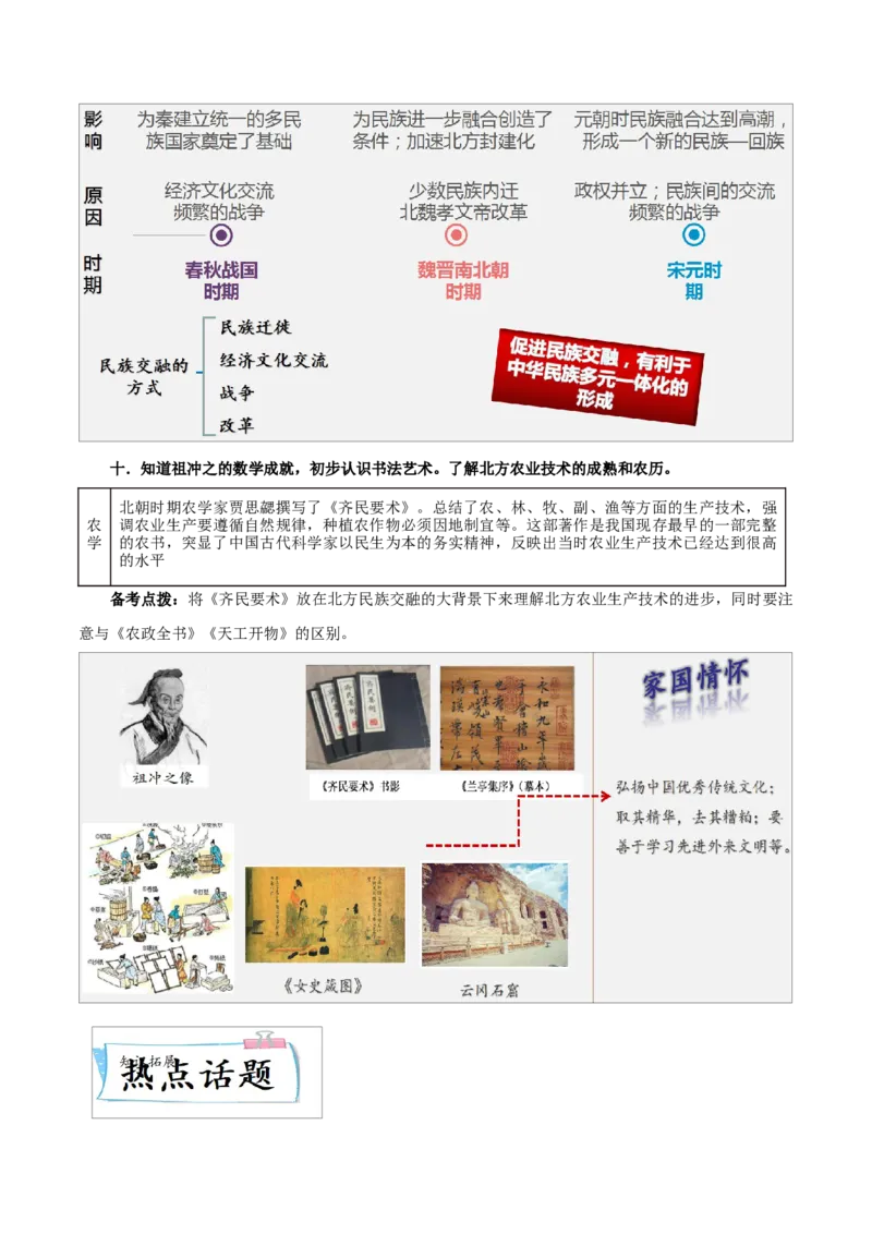 重难点02统一多民族国家的建立和巩固、政权分立与民族交融（解析版）_8历史中考复习_2023年中考复习资料_专项复习_冲刺中考2023年历史时事热点抢分集训+重难点抢分攻略