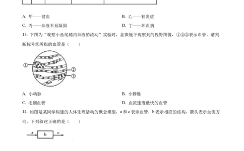 精品解析：2023年山东省临沂市中考生物真题（原卷版）_new_6生物中考复习_2025中考复习资料_中考真题（近三年）_2023年生物中考真题