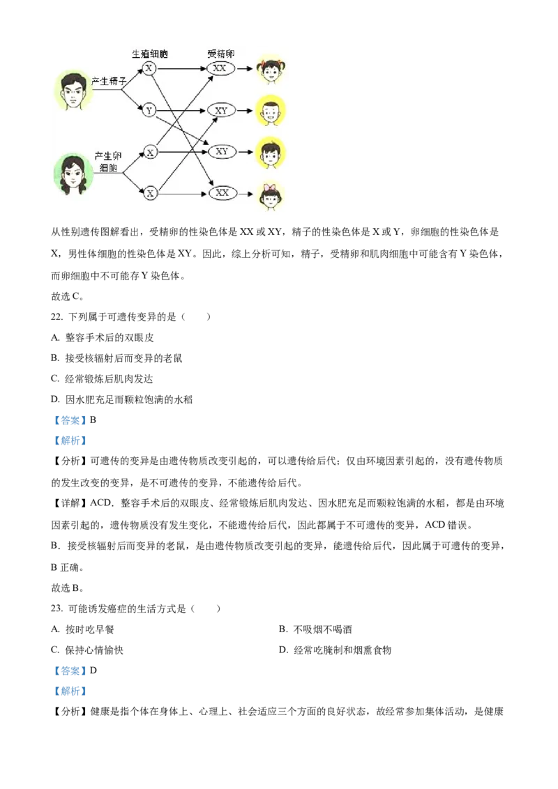 精品解析：2024年江苏省常州市生物中考真题（解析版）_new_6生物中考复习_2025中考复习资料_中考真题（近三年）_2024年生物中考真题