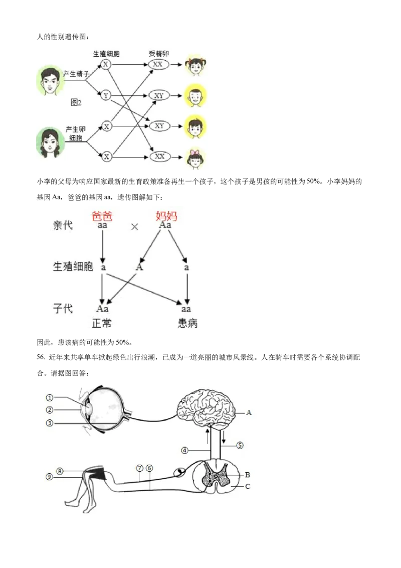精品解析：2023年江苏省无锡市学考生物真题（解析版）_new_6生物中考复习_2025中考复习资料_中考真题（近三年）_2023年生物中考真题