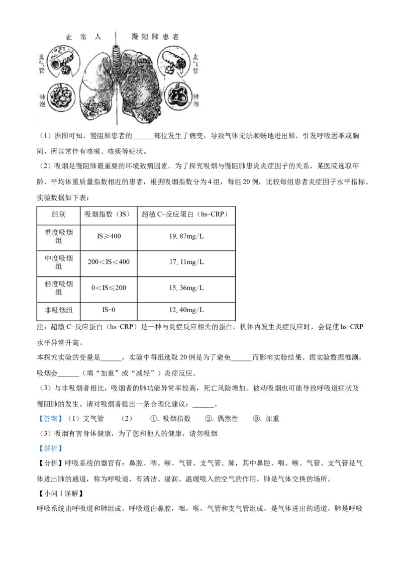 精品解析：2023年江苏省无锡市学考生物真题（解析版）_new_6生物中考复习_2025中考复习资料_中考真题（近三年）_2023年生物中考真题