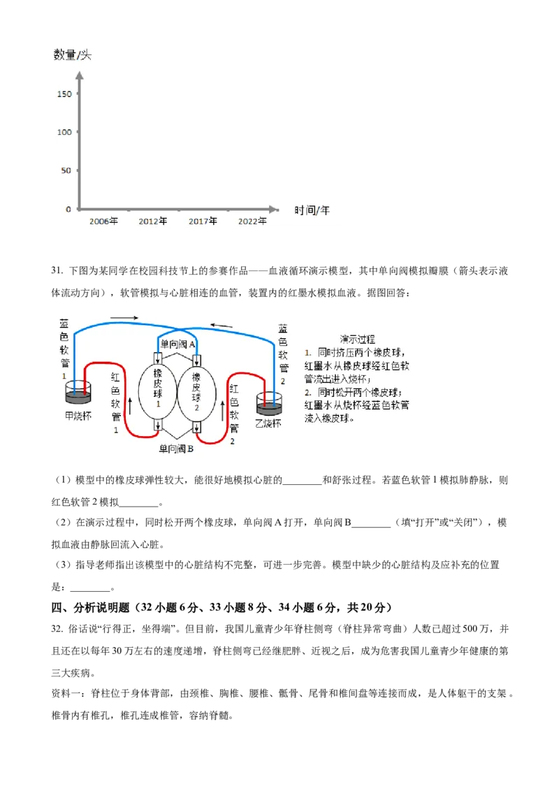 精品解析：2023年湖南省长沙市中考生物真题（原卷版）_new_6生物中考复习_2025中考复习资料_中考真题（近三年）_2023年生物中考真题