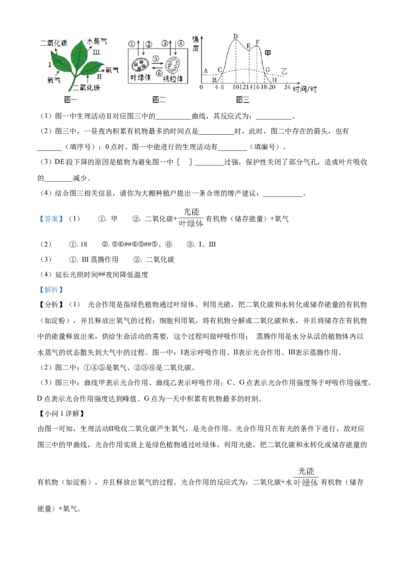 精品解析：2024年山东省滨州市中考生物真题（解析版）_new_6生物中考复习_2025中考复习资料_中考真题（近三年）_2024年生物中考真题