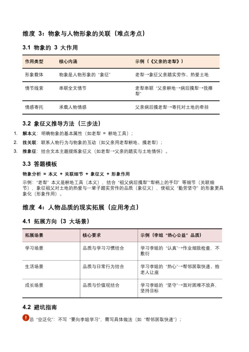 2026年全国中考语文一轮复习讲义：记叙文人物形象（全国适用）（含答案解析）_中考复习资料_语数英物化_1语文中考复习_2026年中考复习（更新中）_2026年全国中考语文一轮复习讲义