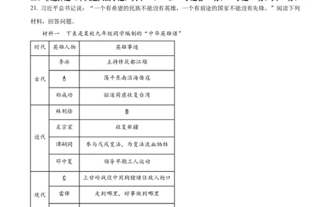 精品解析：2022年湖南省郴州市中考历史真题（原卷版）_8历史中考复习_2025年中考复习资料_中考真题（近三年）_2022年中考历史试卷114份_精品解析：2022年湖南省郴州市中考文综历史真题