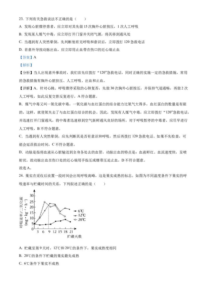 精品解析：2023年内蒙古通辽市中考生物真题（解析版）_new_6生物中考复习_2025中考复习资料_中考真题（近三年）_2023年生物中考真题