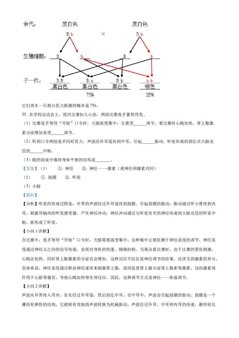 精品解析：2024年新疆生产建设兵团中考生物试题（解析版）_new_6生物中考复习_2025中考复习资料_中考真题（近三年）_2024年生物中考真题